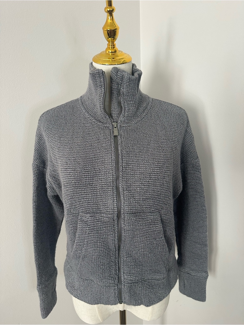 Sweaty Betty Gray Zip-Up Knit Jacket-xs